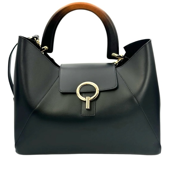 🖤❤️CLAUDIA FIRENZE (NWT) BEAUTIFUL GENUINE LEATHER BLACK ISADORA TOTE🖤❤️ - Picture 1 of 15